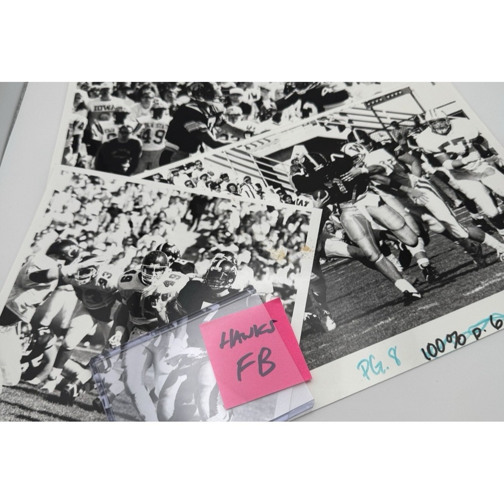 Iowa Hawkeyes Matt Rodgers Nick Bell Football Black and White Photo 1990 Vtg Lot